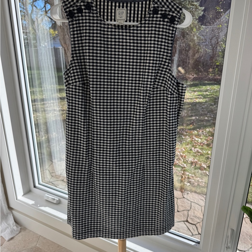 Gap × DÔEN Gingham Denim Mini Dress Blue Checkered Size Small Sold Out - Picture 2 of 4